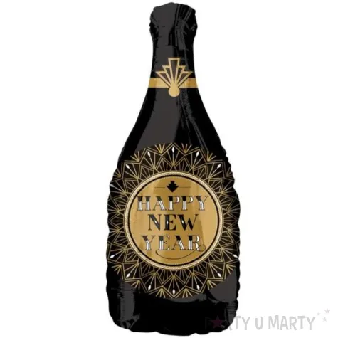 balon foliowy happy new year szampan czarny amscan 35 shp