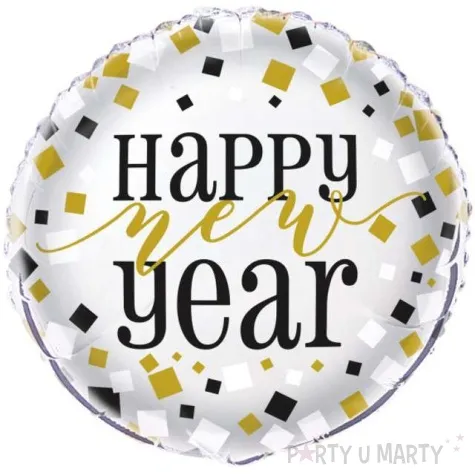 balon foliowy happy new year unique 18 rnd