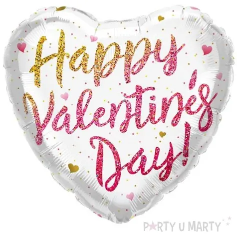 balon foliowy happy valentines day serce z brokatem qualatex 18 hrt