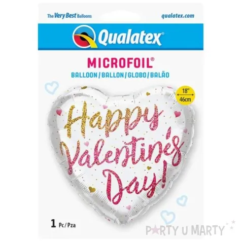 balon foliowy happy valentines day serce z brokatem qualatex 18 hrt
