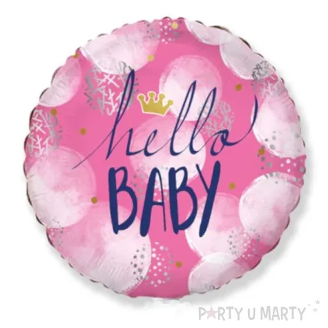 balon foliowy hello baby rozowy flexmetal 14 rnd