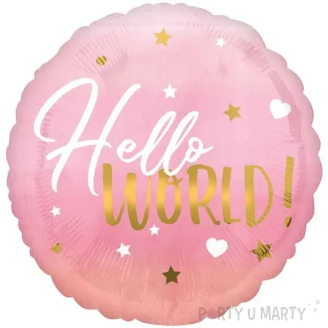 balon foliowy hello world serca i gwiazdki amscan 18 rnd