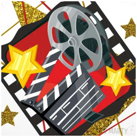 balon foliowy hollywood party klaps filmowy bialy 18 rnd