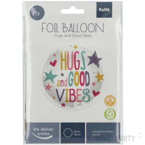 balon foliowy hugs and good vibes folat 18 rnd