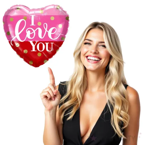 balon foliowy i love you w kropki qualatex 18 hrt