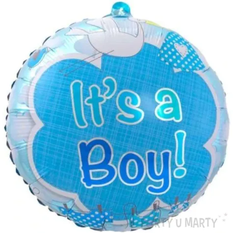 balon foliowy its a boy bocian i ubranka niebieski folat 17 rnd