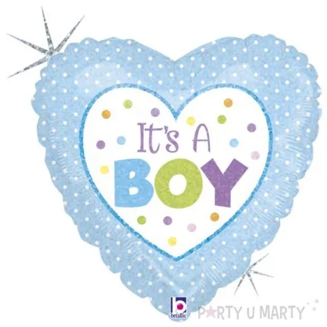 balon foliowy its a boy serce w kropki betallic 18 hrt