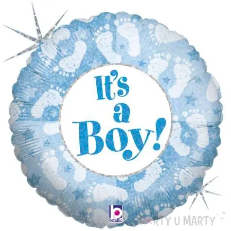 balon foliowy its a boy stopki blekitny betallic 18 rnd