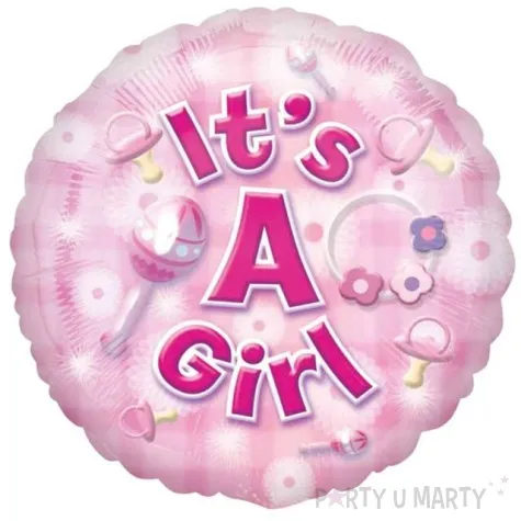 balon foliowy its a girl dzieciece symbole rozowy amscan 18 rnd