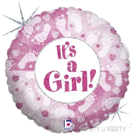 balon foliowy its a girl stopki rozowy betallic 18 rnd