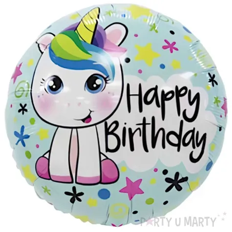 balon foliowy jednorozec happy birthday jix 18 rnd