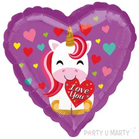 balon foliowy jednorozec love you fioletowy amscan 17 hrt
