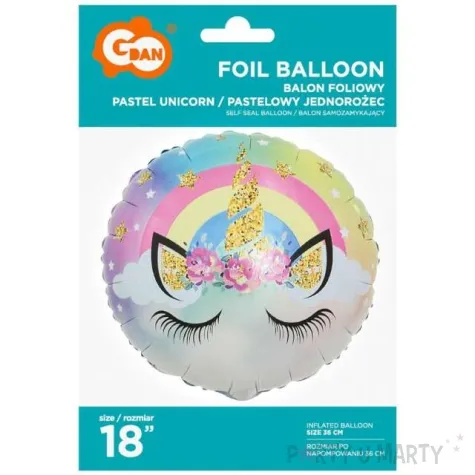 balon foliowy jednorozec pastelowy godan 18 rnd