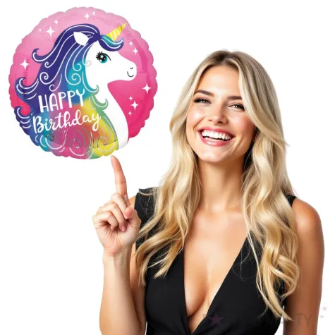 balon foliowy jednorozec urodzinowy amscan 18 rnd