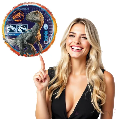 balon foliowy jurassic world dinozaur qualatex 18 rnd