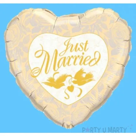 balon foliowy just married kremowy qualatex 36 shp