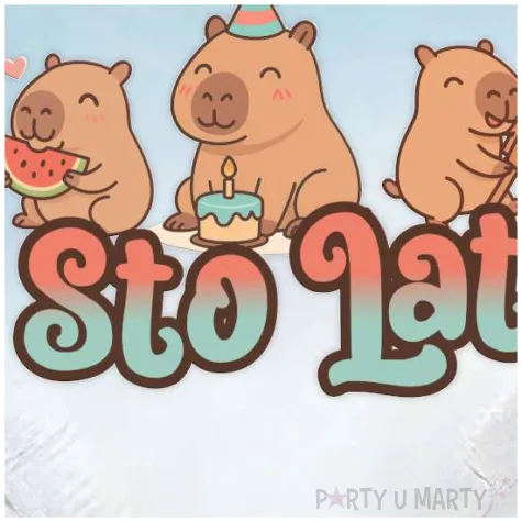 balon foliowy kapibara sto lat serce blekitny 18 hrt