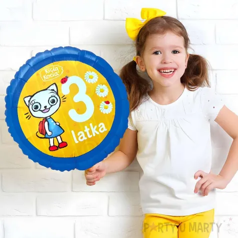 balon foliowy kicia kocia cyfra 3 dekoracja na urodziny zolty 18 rnd