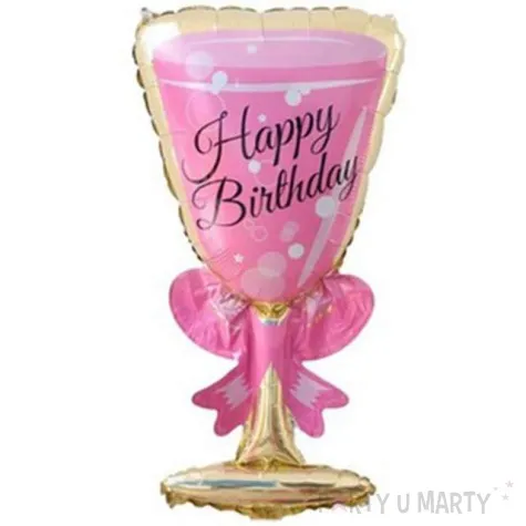balon foliowy kieliszek happy birthday rozowy oem 36 shp