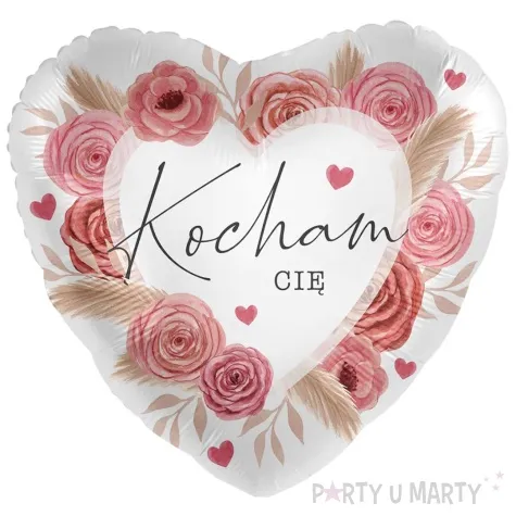 balon foliowy kocham cie kwiaty bialy premioloon 17 hrt