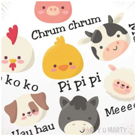 balon foliowy kokolorowa farma odglosy zwierzat bialy 18 rnd