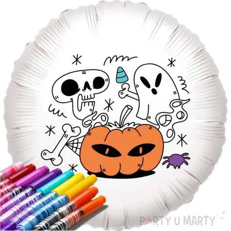balon foliowy kolorowanka dynia i spolka bialy 18 rnd