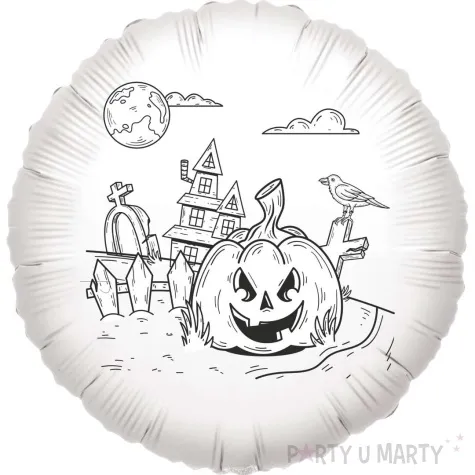 balon foliowy kolorowanka dynia zlosnica bialy 18 rnd