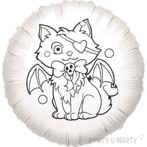 balon foliowy kolorowanka kot z kokarda bialy 18 rnd