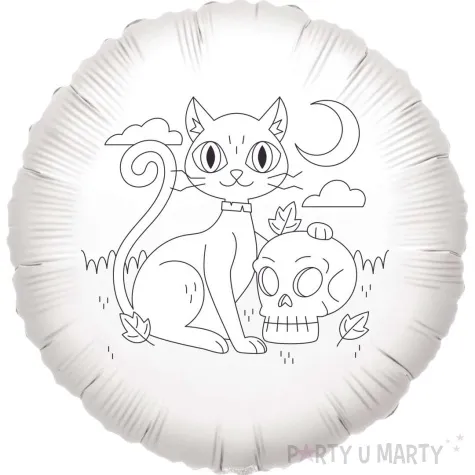 balon foliowy kolorowanka kot zaczarowany bialy 18 rnd