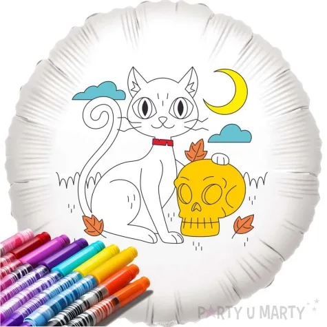 balon foliowy kolorowanka kot zaczarowany bialy 18 rnd