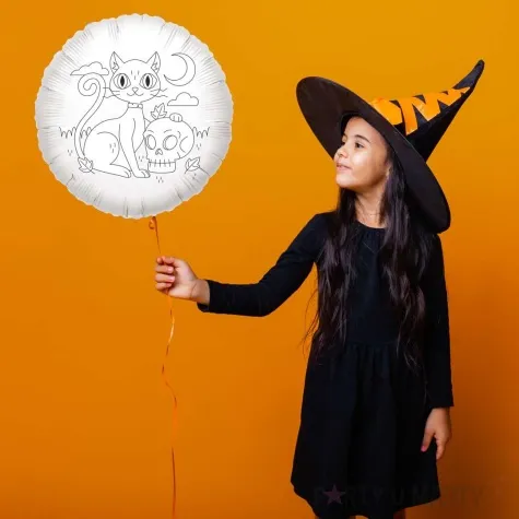balon foliowy kolorowanka kot zaczarowany bialy 18 rnd
