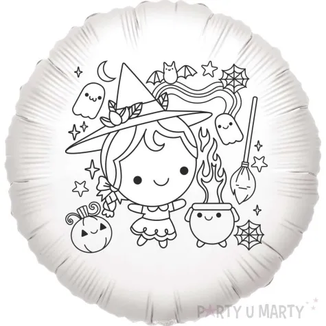 balon foliowy kolorowanka mala wiedzma bialy 18 rnd