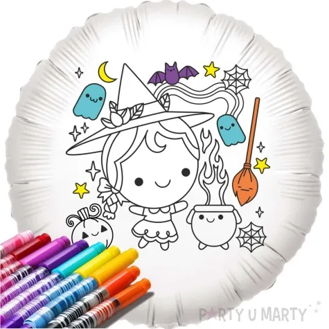 balon foliowy kolorowanka mala wiedzma bialy 18 rnd