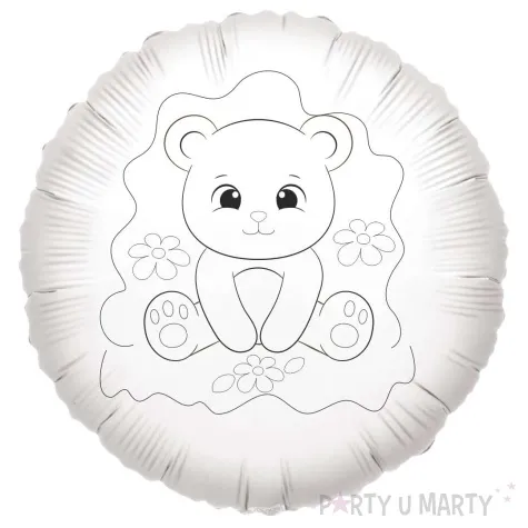 balon foliowy kolorowanka mis i pastelki bialy 18 rnd