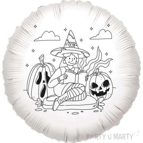 balon foliowy kolorowanka nastoletnia czarownica bialy 18 rnd