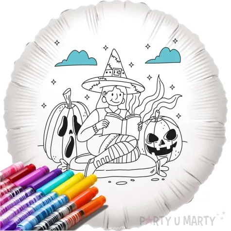 balon foliowy kolorowanka nastoletnia czarownica bialy 18 rnd
