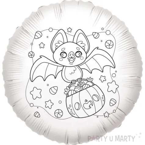 balon foliowy kolorowanka nietoperz gacus bialy 18 rnd
