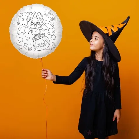 balon foliowy kolorowanka nietoperz gacus bialy 18 rnd