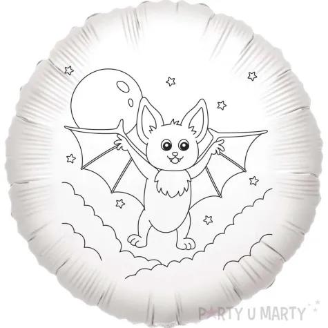 balon foliowy kolorowanka nietoperz gucio bialy 18 rnd