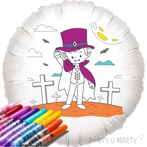balon foliowy kolorowanka wampirek elegancik bialy 18 rnd