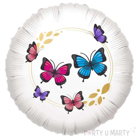 balon foliowy kolorowe motylki bialy 18 rnd