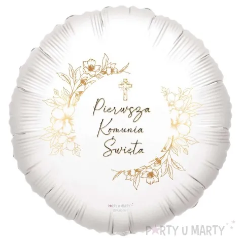 balon foliowy komunia swieta gold line 18 rnd