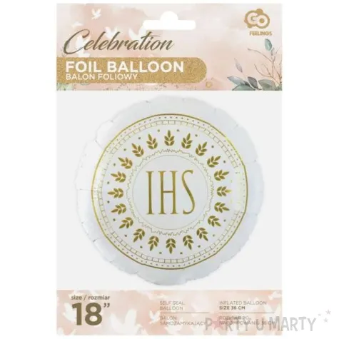 balon foliowy komunia swieta hostia ihs bialy godan 18 rnd