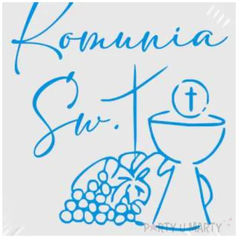 balon foliowy komunia swieta kielich bialo blekitny 18 rnd