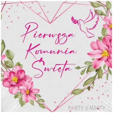 balon foliowy komunia swieta rozowe serce 18 hrt