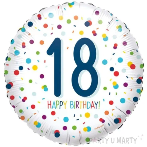 balon foliowy konfetti 18 lat bialo niebieski amscan 16 rnd