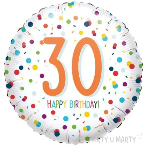 balon foliowy konfetti 30 lat pomaranczowy amscan 16 rnd