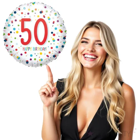 balon foliowy konfetti 50 lat amscan 16 rnd
