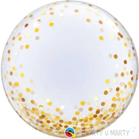 balon foliowy konfetti zlote grochy qualatex bubbles 24 orb
