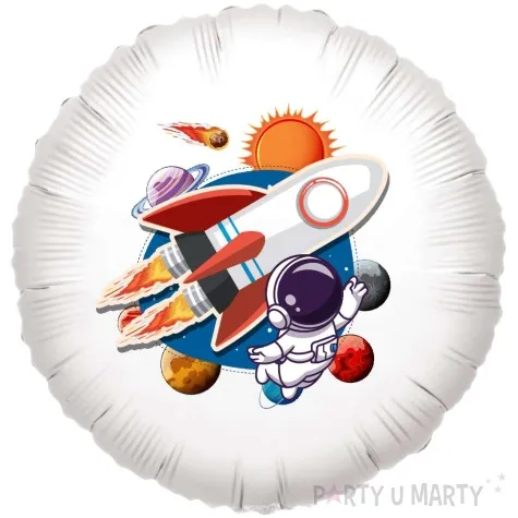 balon foliowy kosmiczne party rakieta bialy 18 rnd